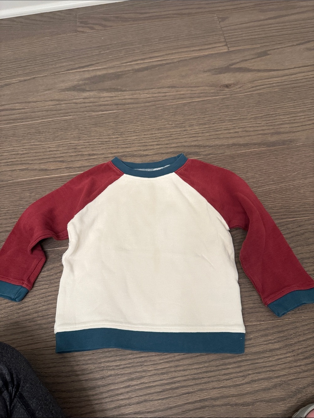Kids Colorblock Raglan Sweatshirt - Cream & Red - Picture 1 of 1